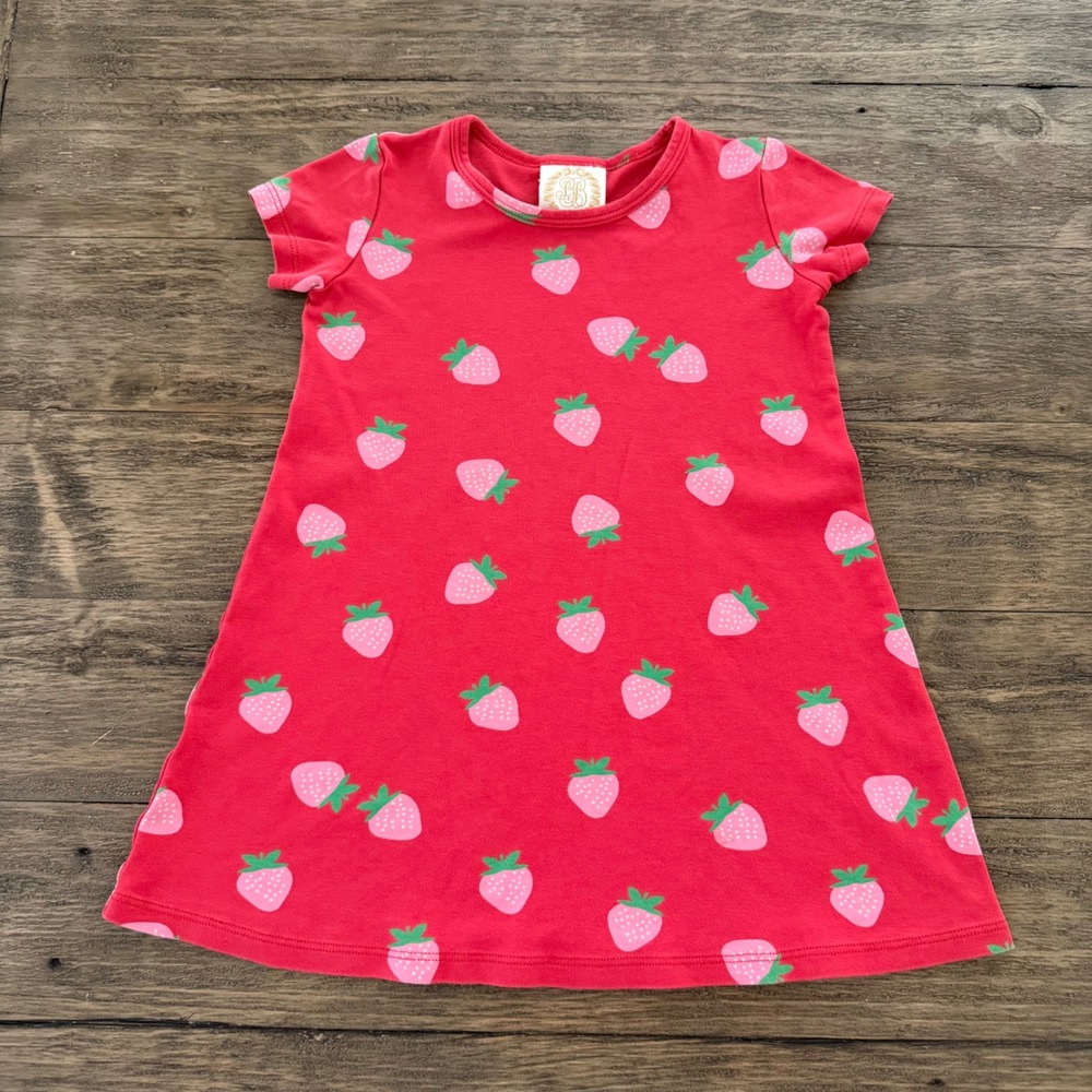 The Beaufort Bonnet Company Girls Red Strawberry Pima Cotton Dress Size 5